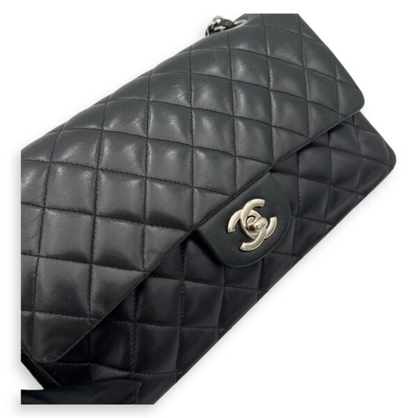 Classic Medium Black Crossbody Bag in Lambskin, Silver hardware - Image 6