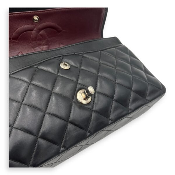Classic Medium Black Crossbody Bag in Lambskin, Silver hardware - Image 8