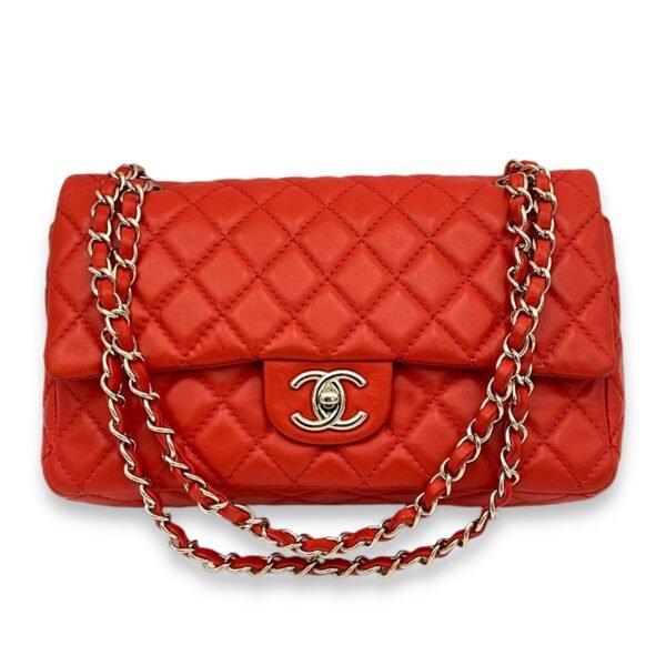 Classic Medium Orange Shoulder Bag in Lambskin, Gold hardware - Image 7