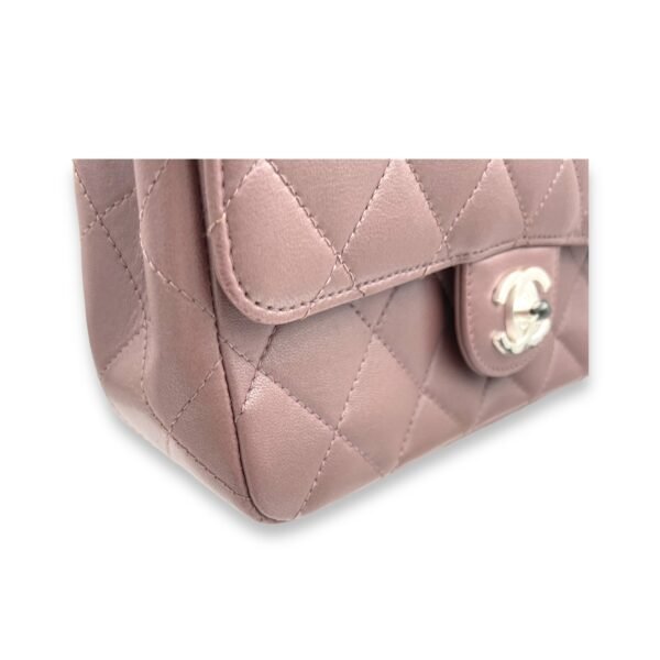 Classic Mini Pink Shoulder Bag in Lambskin, Silver hardware - Image 10