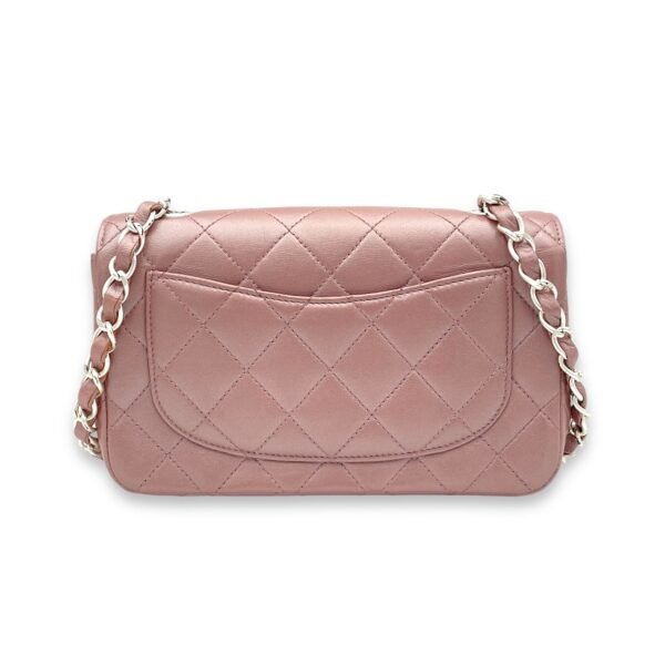 Classic Mini Pink Shoulder Bag in Lambskin, Silver hardware - Image 2