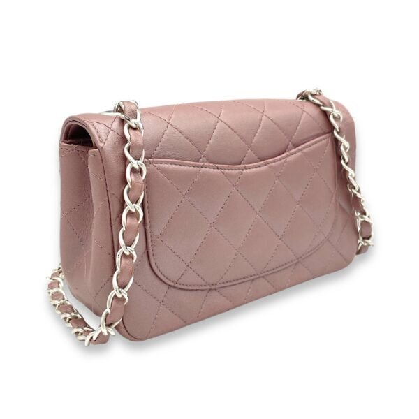 Classic Mini Pink Shoulder Bag in Lambskin, Silver hardware - Image 4