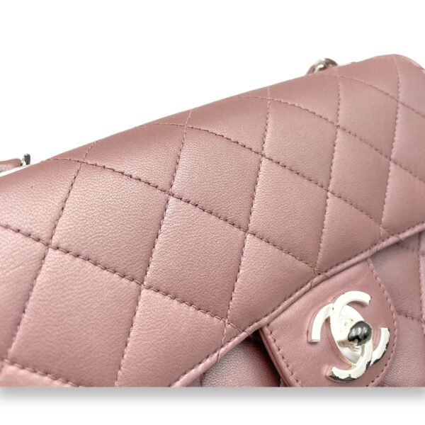 Classic Mini Pink Shoulder Bag in Lambskin, Silver hardware - Image 6