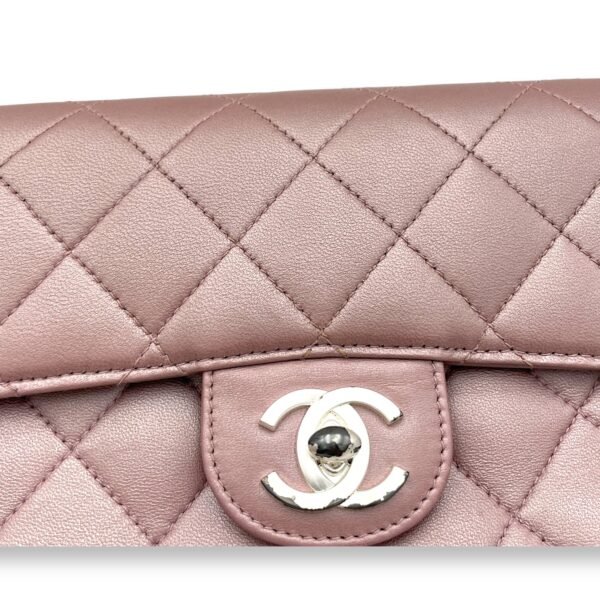 Classic Mini Pink Shoulder Bag in Lambskin, Silver hardware - Image 7