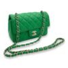 Classic Mini Rectangular Green Crossbody Bag in Lambskin, Gold hardware - Image 11