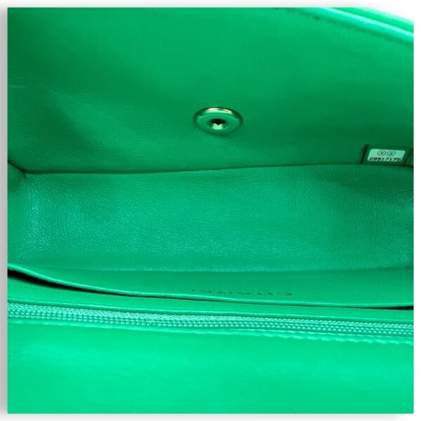 Classic Mini Rectangular Green Crossbody Bag in Lambskin, Gold hardware - Image 13