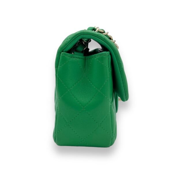 Classic Mini Rectangular Green Crossbody Bag in Lambskin, Gold hardware - Image 3