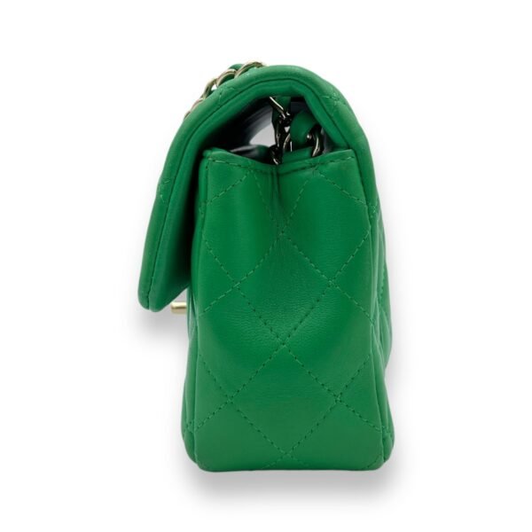 Classic Mini Rectangular Green Crossbody Bag in Lambskin, Gold hardware - Image 4