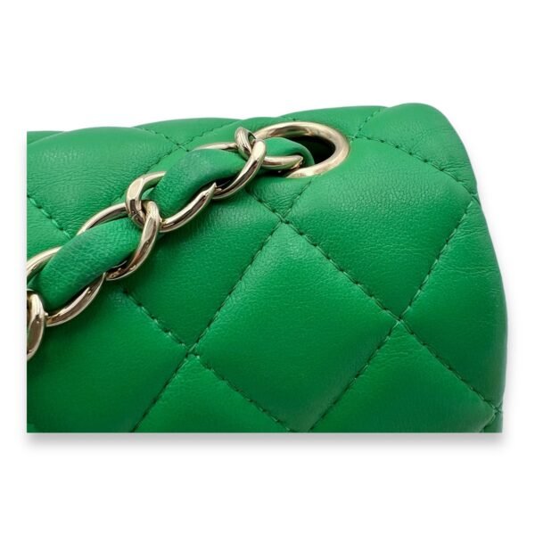 Classic Mini Rectangular Green Crossbody Bag in Lambskin, Gold hardware - Image 7
