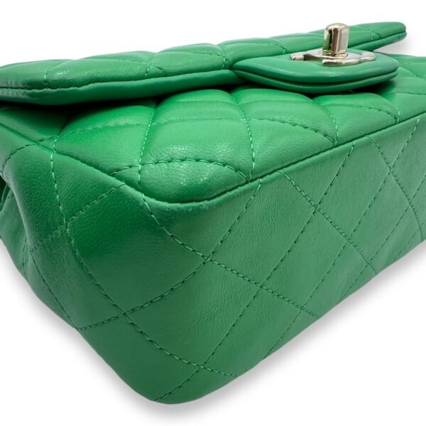 Classic Mini Rectangular Green Crossbody Bag in Lambskin, Gold hardware - Image 8