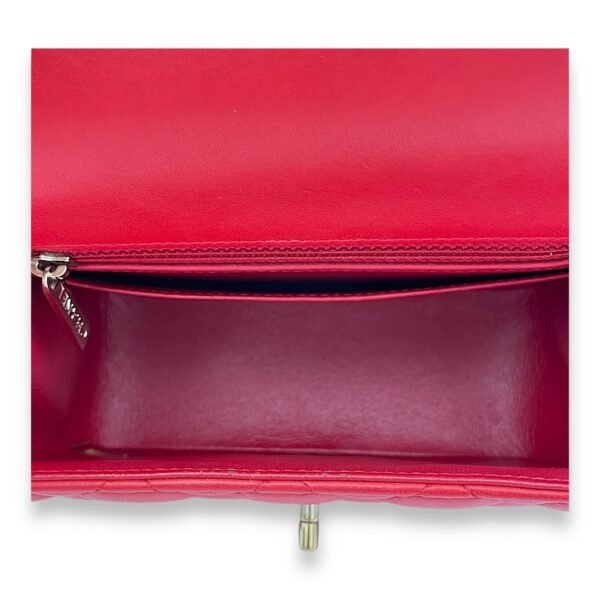 Classic Mini Red Crossbody Bag in Lambskin, Gold hardware - Image 11