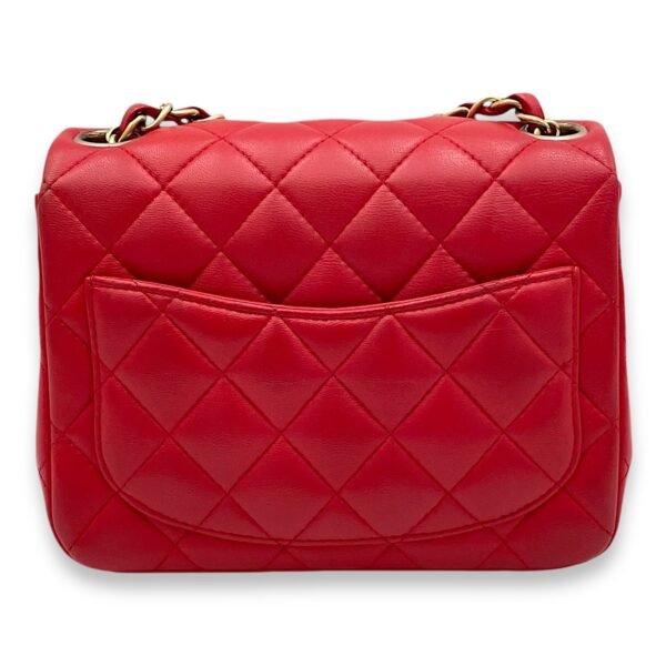 Classic Mini Red Crossbody Bag in Lambskin, Gold hardware - Image 2