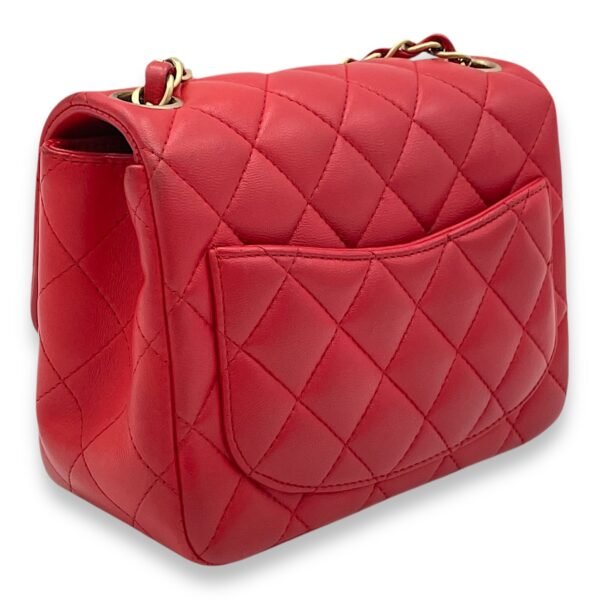 Classic Mini Red Crossbody Bag in Lambskin, Gold hardware - Image 4