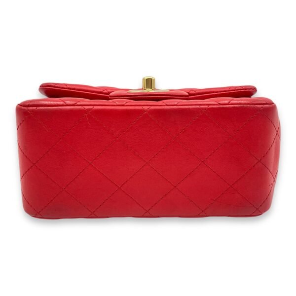 Classic Mini Red Crossbody Bag in Lambskin, Gold hardware - Image 5