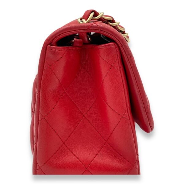 Classic Mini Red Crossbody Bag in Lambskin, Gold hardware - Image 6