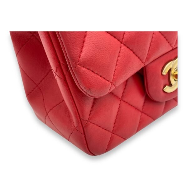 Classic Mini Red Crossbody Bag in Lambskin, Gold hardware - Image 7