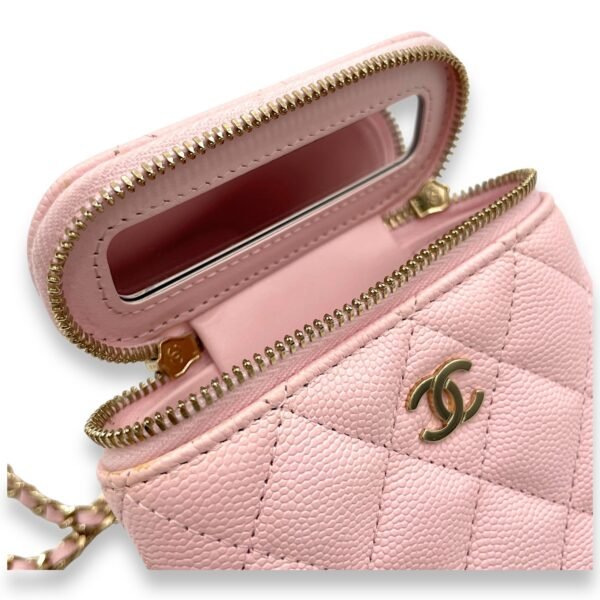 Classic Pink Vanity Bag in Caviar Leather, Gold hardware - Image 6