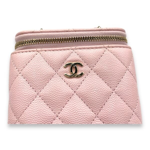 Classic Pink Vanity Bag in Caviar Leather, Gold hardware - Image 7
