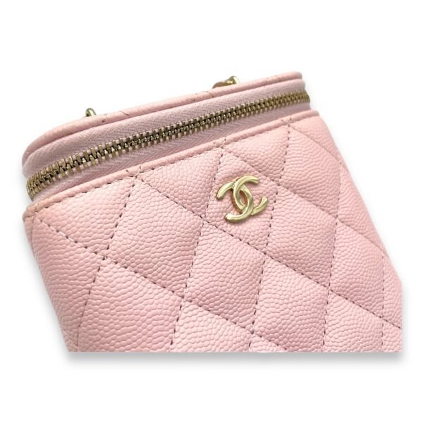 Classic Pink Vanity Bag in Caviar Leather, Gold hardware - Image 9
