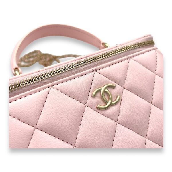 Classic Pink Vanity Bag in Lambskin, Light Gold hardware - Image 10