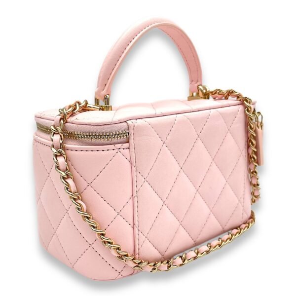 Classic Pink Vanity Bag in Lambskin, Light Gold hardware - Image 3