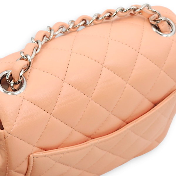 Classic Quilted Square Mini Salmon Pink Shoulder Bag in Lambskin, Palladium hardware - Image 10