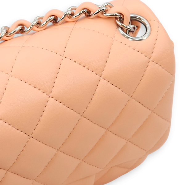 Classic Quilted Square Mini Salmon Pink Shoulder Bag in Lambskin, Palladium hardware - Image 2