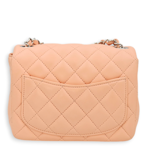 Classic Quilted Square Mini Salmon Pink Shoulder Bag in Lambskin, Palladium hardware - Image 3