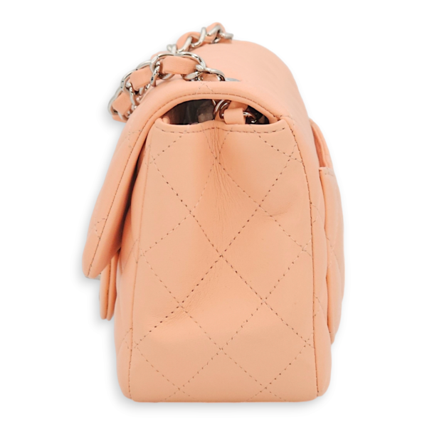 Classic Quilted Square Mini Salmon Pink Shoulder Bag in Lambskin, Palladium hardware - Image 4