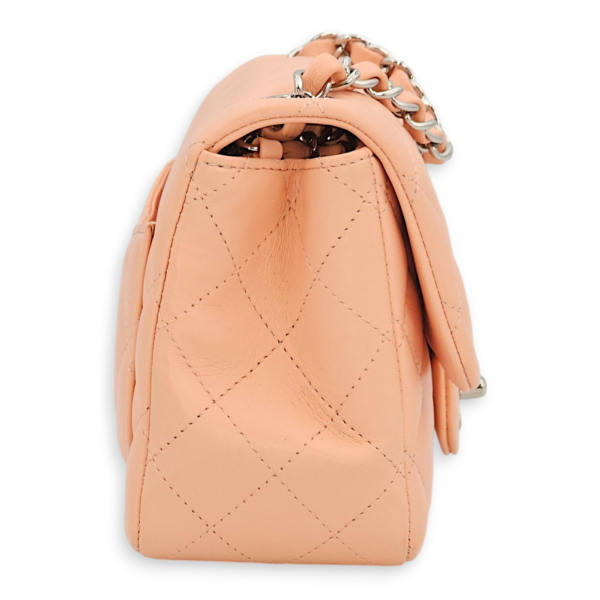 Classic Quilted Square Mini Salmon Pink Shoulder Bag in Lambskin, Palladium hardware - Image 5