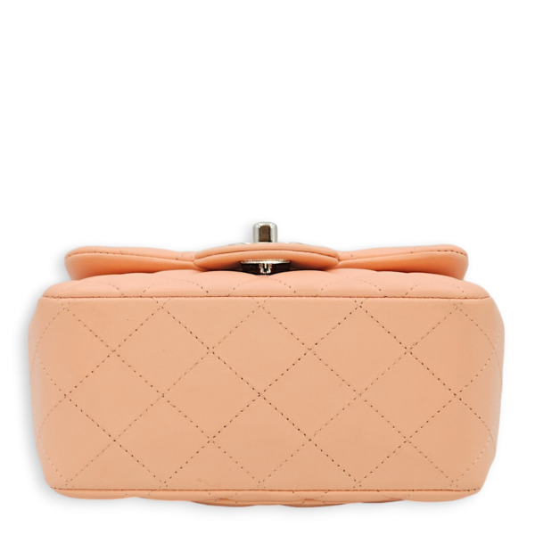 Classic Quilted Square Mini Salmon Pink Shoulder Bag in Lambskin, Palladium hardware - Image 6