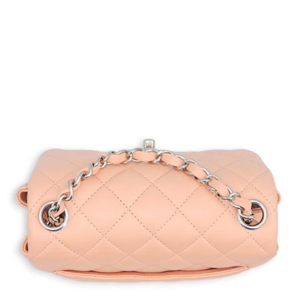 Classic Quilted Square Mini Salmon Pink Shoulder Bag in Lambskin, Palladium hardware - Image 7