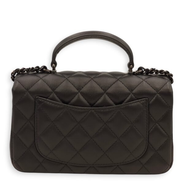 Classic Rectangle Mini Black Top Handle Bag in Lambskin, Gunmetal hardware - Image 2