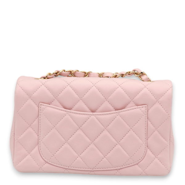 Classic Rectangle Mini Pearly Pink Shoulder Bag in Calfskin, Gold hardware - Image 2