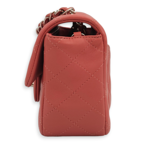 Classic Rectangle Mini Pink Crossbody Bag in Lambskin, Palladium hardware - Image 3