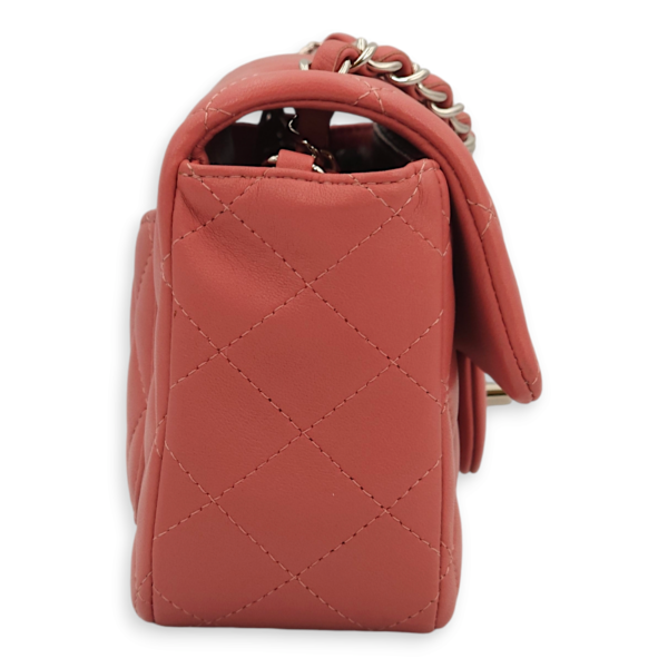 Classic Rectangle Mini Pink Crossbody Bag in Lambskin, Palladium hardware - Image 4