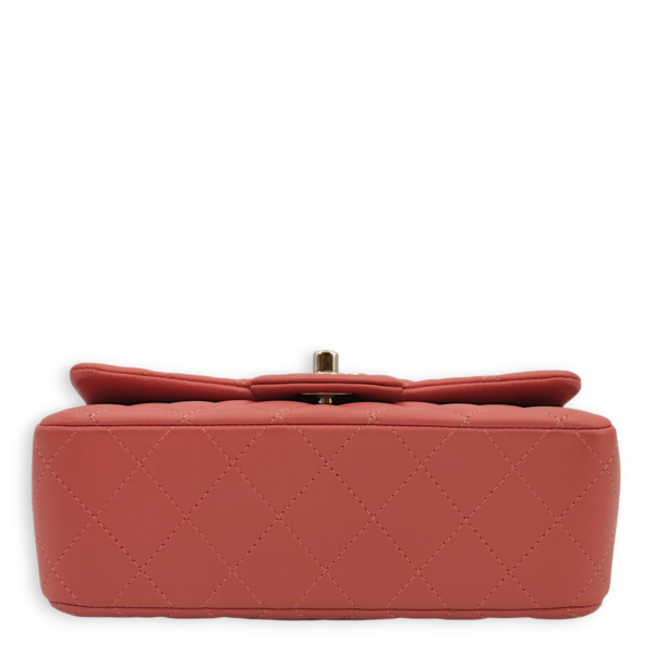 Classic Rectangle Mini Pink Crossbody Bag in Lambskin, Palladium hardware - Image 5
