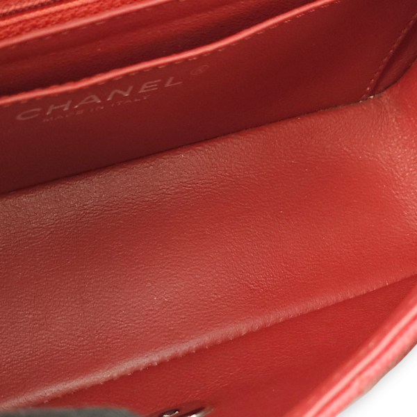 Classic Rectangle Mini Red Crossbody Bag in Caviar Leather, Palladium hardware - Image 10