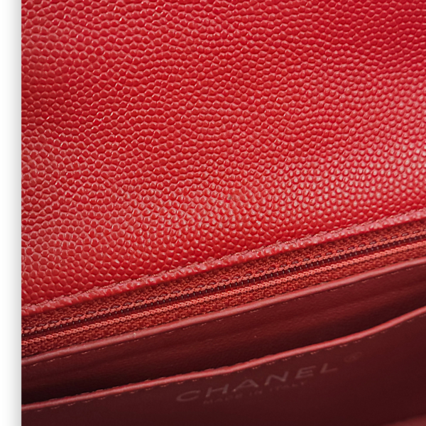 Classic Rectangle Mini Red Crossbody Bag in Caviar Leather, Palladium hardware - Image 2