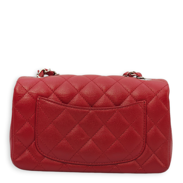 Classic Rectangle Mini Red Crossbody Bag in Caviar Leather, Palladium hardware - Image 3