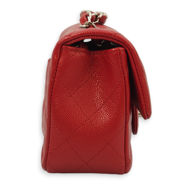 Classic Rectangle Mini Red Crossbody Bag in Caviar Leather, Palladium hardware - Image 5