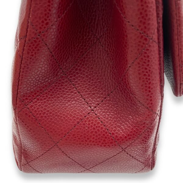 Classic Single Flap Red Shoulder Bag in Caviar Leather, Silver hardware - Image 6