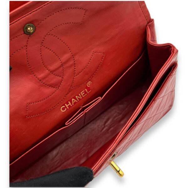 Classic Small Red Shoulder Bag in Lambskin, Gold hardware - Image 10