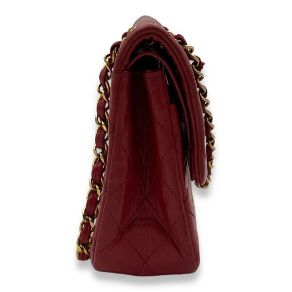 Classic Small Red Shoulder Bag in Lambskin, Gold hardware - Image 3
