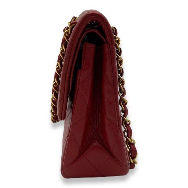 Classic Small Red Shoulder Bag in Lambskin, Gold hardware - Image 4