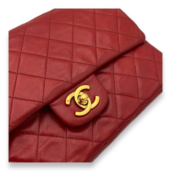 Classic Small Red Shoulder Bag in Lambskin, Gold hardware - Image 6