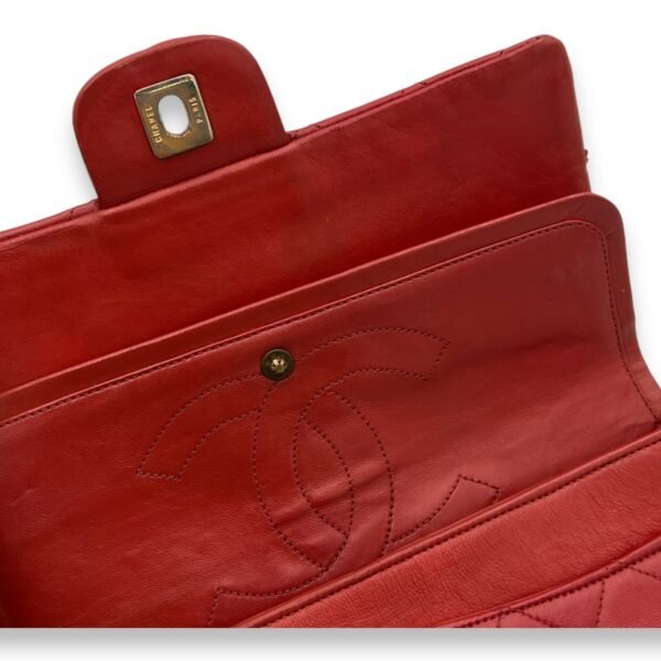 Classic Small Red Shoulder Bag in Lambskin, Gold hardware - Image 7