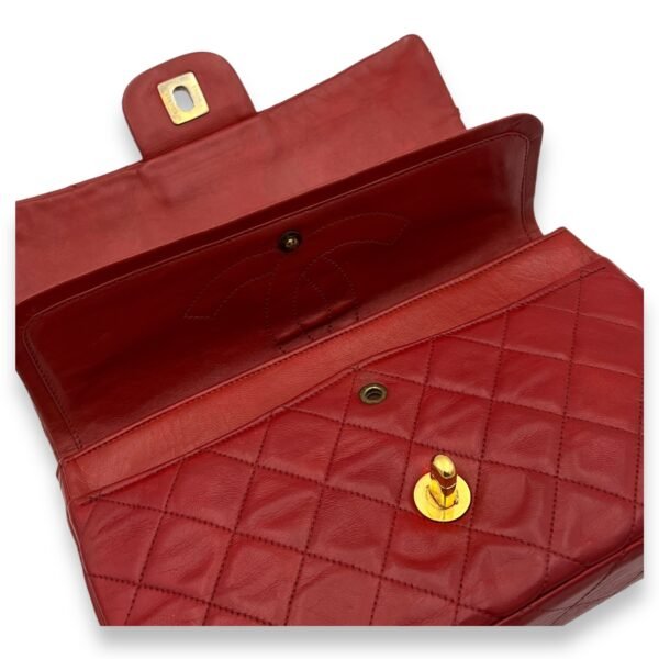 Classic Small Red Shoulder Bag in Lambskin, Gold hardware - Image 9