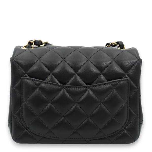 Classic Square Mini Black Shoulder Bag in Lambskin, Gold hardware - Image 2