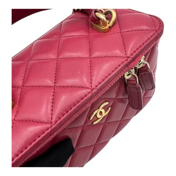 Classic Vanity Small Red Top Handle Bag in Lambskin, Gold hardware - Image 7